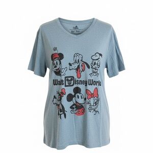 Walt Disney World Heather Blue V-Neck Tee - Mickey & Friends